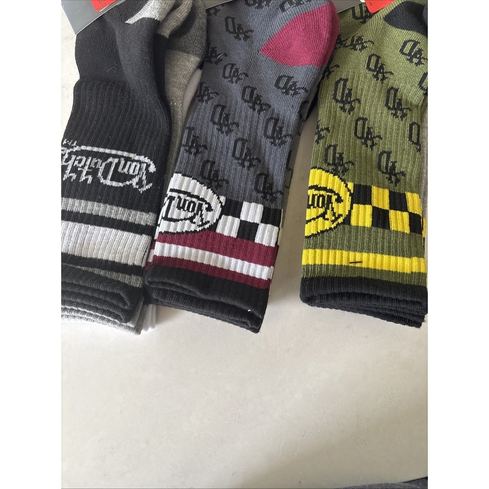 Von Dutch Originals 9 Pairs Men's Crew Socks 3 Packs Logo Black Gray Green New - Picture 3 of 4